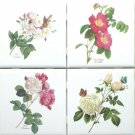 Botanical Rose Flower Ceramic Tile set of 8 of 4.25" x 4.25" Kiln fired Decor Botanical Rose Flower Ceramic Tile set of 8 of 4.25" x 4.25" Kiln fired Decor