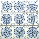 Sienna Rose 9 pc Blue and White Delft Design Ceramic Tile Inlay 4.25" x 4.25" Mottle Design