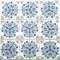 Sienna Rose 9 pc Blue and White Delft Design Ceramic Tile Inlay 4.25" x 4.25" Mottle Design