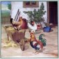 SALE Rooster Ceramic Tile Chicken Scenes Number 1 2 3 and 4 size 6" x 6" Decor