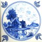 Nautical Delft Design Ceramic Tiles Blue Set of 6 /4.25" Wind Mill Ships Dutch Houses