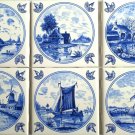 Blue Nautical Delft Ceramic Tile Set of 6 4.25" x 4.25" Wind Mills Blue Nautical Delft Ceramic Tile Set of 6 4.25" x 4.25" Wind Mills