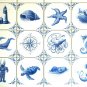 The Nautical  Kit Oz Blue Delft Design Kiln Fired Ceramic Tiles 12 set 4.25" Kelp Custom