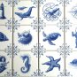 The Nautical  Kit Oz Blue Nautical Delft Design Kiln Fired Ceramic Tiles 12 set 4.25x4.25 Anchor