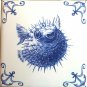The Nautical  Kit Oz Blue Nautical Delft Design Kiln Fired Ceramic Tiles 12 set 4.25x4.25 Anchor