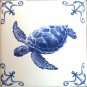 The Nautical  Kit Oz Blue Nautical Delft Design Kiln Fired Ceramic Tiles 12 set 4.25x4.25 Anchor