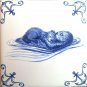 The Nautical  Kit Oz Blue Nautical Delft Design Kiln Fired Ceramic Tiles 12 set 4.25x4.25 Anchor