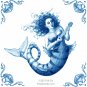 The Nautical  Kit Oz Blue Delft Design Kiln Fired Ceramic Tile Mermaid 4.25" x 4.25"