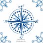 The Nautical  Kit Oz Blue Delft Design Kiln Fired Ceramic Tile Compass 4.25" x 4.25"