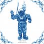 The Nautical Kit Oz Blue Delft Design Kiln Fired Ceramic Tile Deep Sea Diver 4.25" x 4.25"