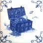 The Kit Oz Blue Delft Design Kiln Fired Ceramic Tile Star Treasure Chest 4.25" x 4.25"
