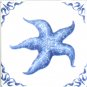 The Nautical Kit Oz Blue Delft Design Kiln Fired Ceramic Tile Star Fish 4.25" x 4.25"