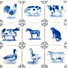 Farm Animals Delft Design set of 9 Ceramic Tile Blue 4.25" x 4.25 Kiln fired Farm Animals Delft Design set of 9 Ceramic Tile Blue 4.25" x 4.25 Kiln fired