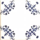 Blue Delft Large Vintage Corner Ceramic Tile 4.25" x 4.25"