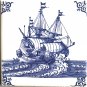 Delft Design Ceramic Tiles Blue Set of 6 /4.25" Wind Mill Ships Dutch 2024