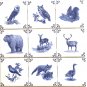 Woodland or Forest Creatures Delft Design set of 9 Ceramic Tile Blue 4.25" x 4.25 Kiln fired
