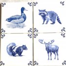Ceramic Woodland #2 Delft design Ceramic Tiles 4.25" x 4.25" Kiln Fired set 4 Ceramic Woodland #2 Delft design Ceramic Tiles 4.25" x 4.25" Kiln Fired set 4