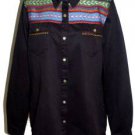 NEW BLACK COTTON BLOUSE SHIRT-16 18 boho hippy festival aztec tribal navajo NWT