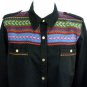NEW BLACK COTTON BLOUSE SHIRT-16 18 boho hippy festival aztec tribal navajo NWT