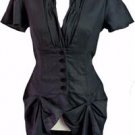 NEW HITCHED VINTAGE BLACK DRESS-10 8 victorian war bride steampunk edwardian NW
