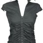 NEW BLACK COTTON RUCHED BLOUSE SHIRT BASQUE 6 victorian steampunk gothic lolita