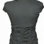 NEW BLACK COTTON RUCHED BLOUSE SHIRT BASQUE 6 victorian steampunk gothic lolita