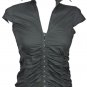 NEW BLACK COTTON RUCHED BLOUSE SHIRT BASQUE 6 victorian steampunk gothic lolita