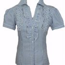 NEW COTTON RUFFLE VINTAGE CANDY STRIPE BLOUSE-14 16  victorian steampunk dandy