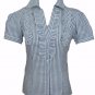 NEW COTTON RUFFLE VINTAGE CANDY STRIPE BLOUSE-14 16 victorian steampunk dandy