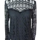 MORGAN-black lace high neck fitted blouse-8 victorian steampunk goth EVENING