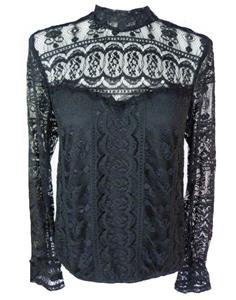MORGAN-black lace high neck fitted blouse-8 victorian steampunk goth EVENING