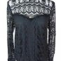 MORGAN-black lace high neck fitted blouse-8 victorian steampunk goth EVENING