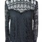 MORGAN-black lace high neck fitted blouse-8 victorian steampunk goth EVENING