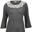 New Vintage wool mix crochet collar jumper-10 12-14-victorian 1930's 1940's boho