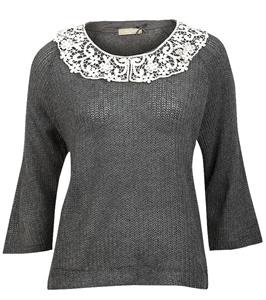 New Vintage wool mix crochet collar jumper-10 12-14-victorian 1930's 1940's boho