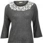 New Vintage wool mix crochet collar jumper-10 12-14-victorian 1930's 1940's boho