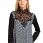 New Vintage high neck lace chiffon tie neck blouse-16 Victorian steampunk WORK
