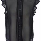 NEW BLACK CHIFFON HIGH NECK BLOUSE-16 44 plus  victorian steampunk gothic lolita