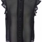 NEW BLACK CHIFFON HIGH NECK BLOUSE-16 44 plus  victorian steampunk gothic lolita