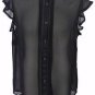 NEW BLACK CHIFFON HIGH NECK BLOUSE-16 44 plus  victorian steampunk gothic lolita