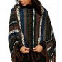 NEW KNITTED AZTEC fringed PONCHO SHAWL-plus sz boho hippie cardigan bolero shrug