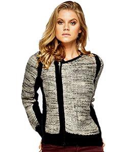 NEW Speckled chunky knit asymmetrical zip CARDIGAN JUMPER SWEATER jack-18 20 22