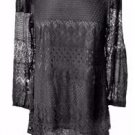 NEW VINTAGE BLACK LACE DRESS TUNIC-12 gothic party evening wicca boho hippie