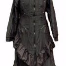 NEW Gothic Black long Victorian steampunk cloak coat dress gown-s-10 12 14 16