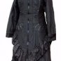 NEW Gothic Black long Victorian steampunk cloak coat dress gown-s-10 12 14 16