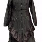 NEW Gothic Black long Victorian steampunk cloak coat dress gown-s-10 12 14 16