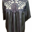 BLACK silky BLOUSE TUNIC swing top high neck lace victorian STEAMPUNK gothic