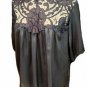 BLACK silky BLOUSE TUNIC swing top high neck lace victorian STEAMPUNK gothic