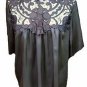 BLACK silky BLOUSE TUNIC swing top high neck lace victorian STEAMPUNK gothic