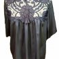 BLACK silky BLOUSE TUNIC swing top high neck lace victorian STEAMPUNK gothic